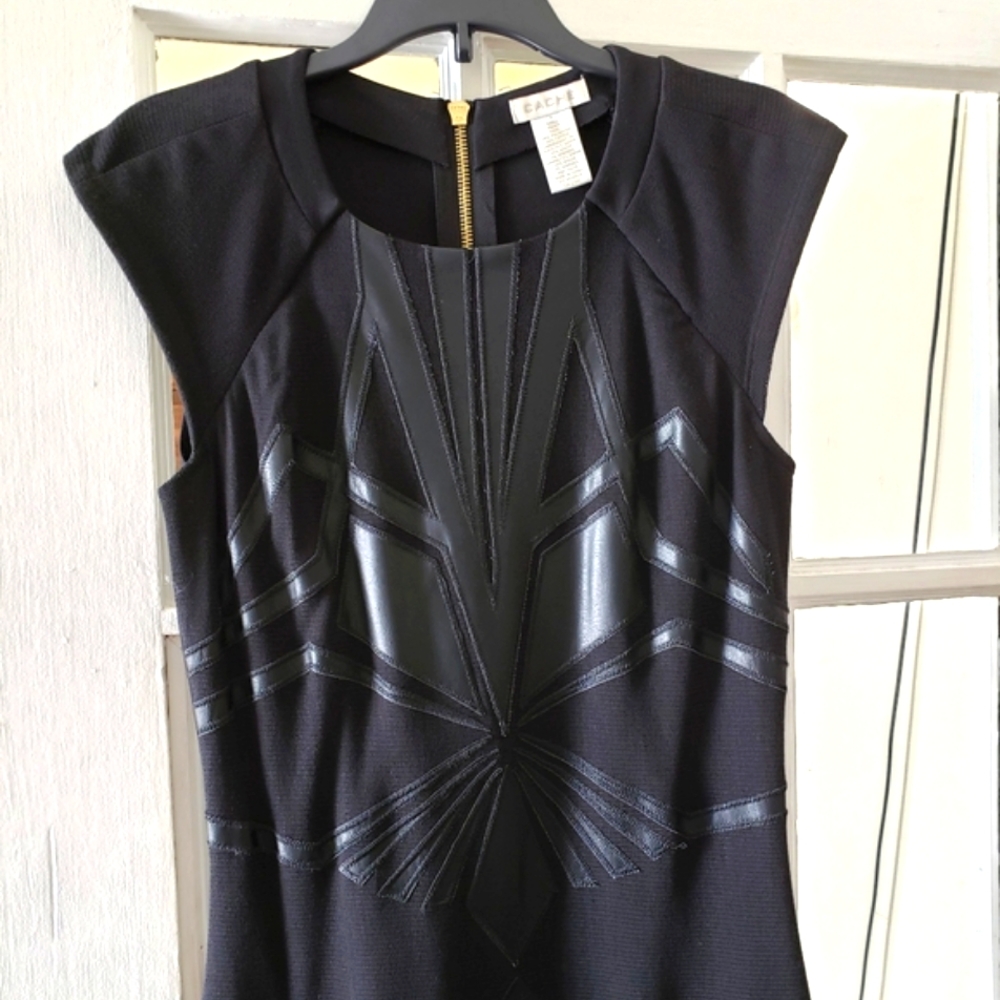 🖤 Caché Little Black Dress with Faux Leather